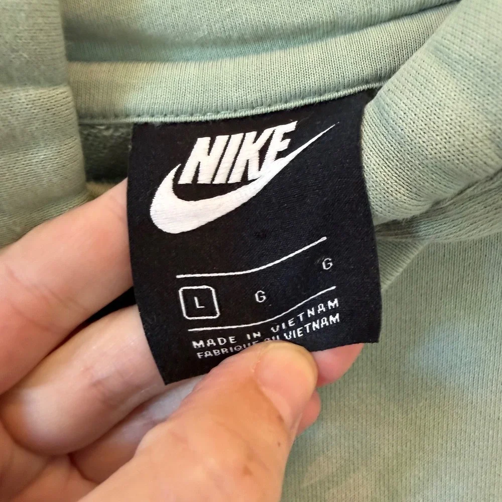 Nike Womens Sportswear Essential Sage Green Hoodie Tonal Logo Large CZ1471-344